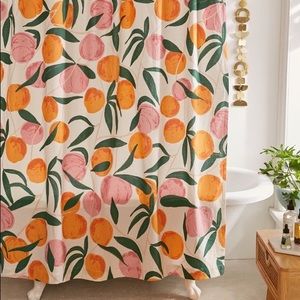 PEACH PRINT FRUIT BOHO SHOWER CURTAIN